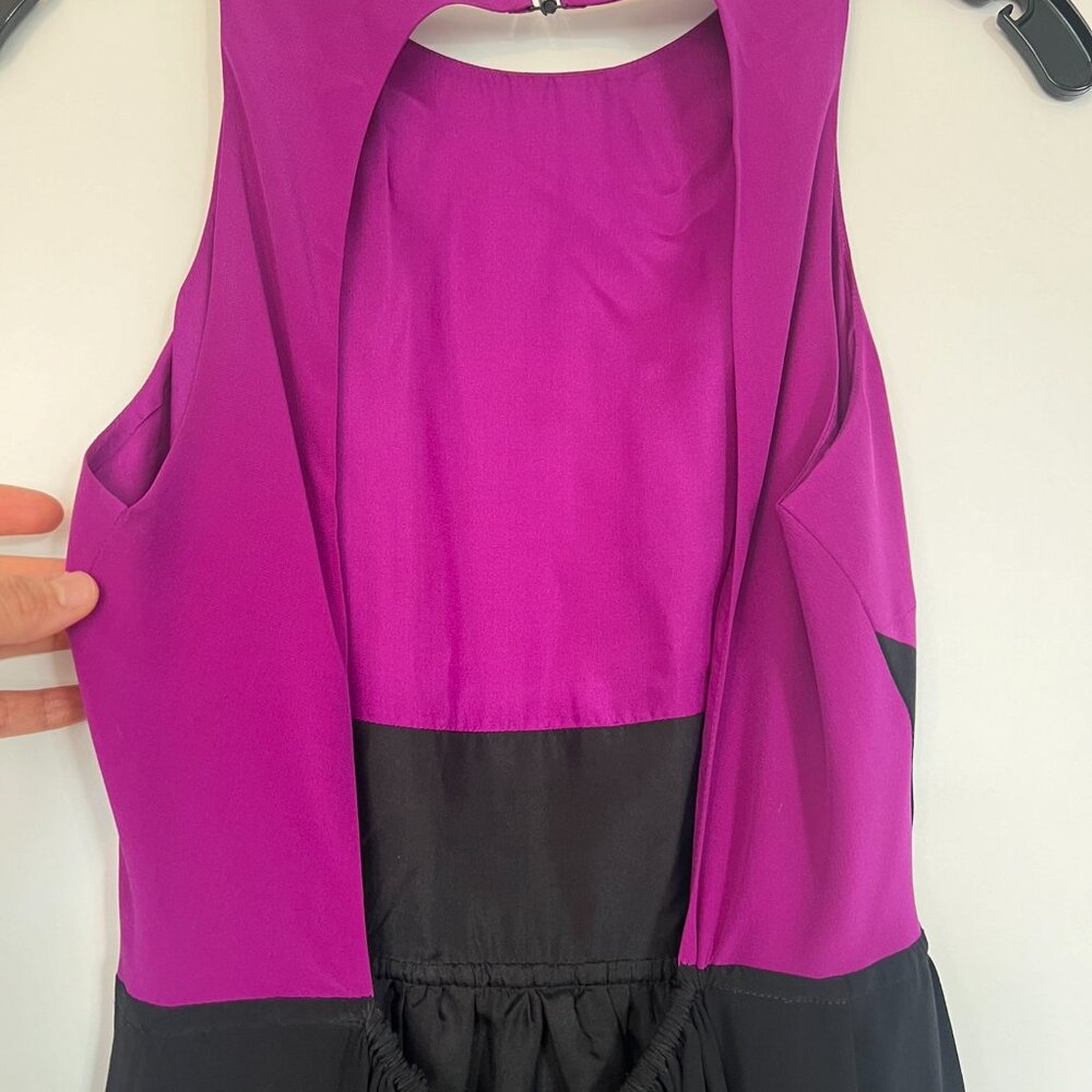 Tibi Matte Silk Color Block Black & Purple Open B… - image 4